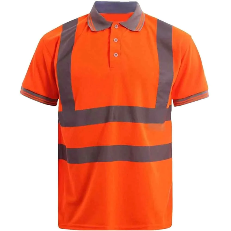 High Visibility Reflective Safety Work T Shirt Mens Hi Viz Vis Short Sleeve Top Small/5X-Large Orange