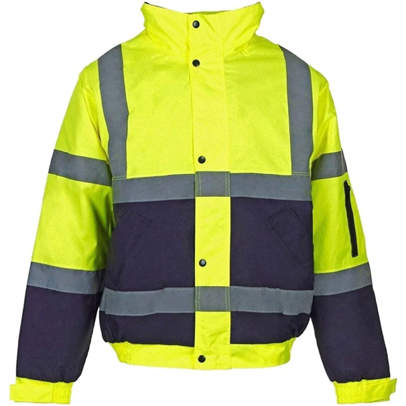 High Visibility Work Wear Coat Jacket Mens Hi Viz Vis Waterproof Safety Trouser Small/5X-Large Yellow-Navy