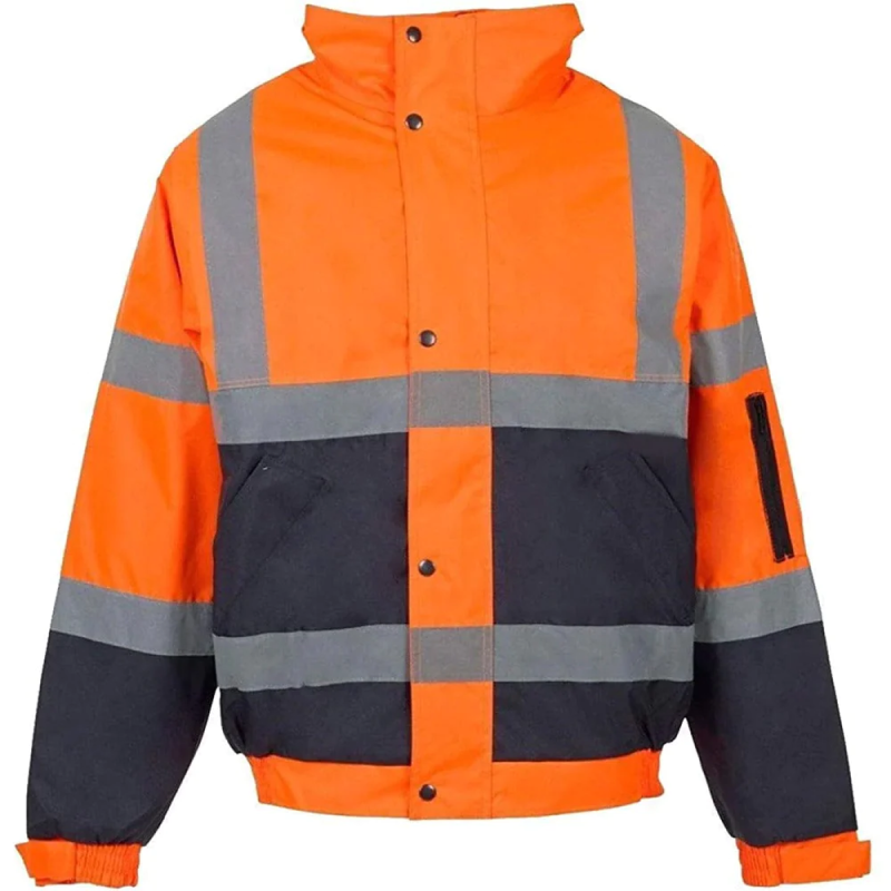 High Visibility Work Wear Coat Jacket Mens Hi Viz Vis Waterproof Safety Trouser Small/5X-Large Orange-Navy