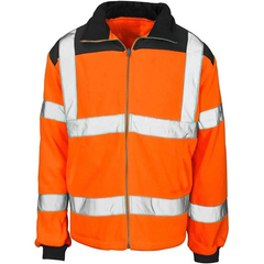 Mens Hi Vis Zip Up Long Sleeve Fleece Jacket Coat High Visibility Rain Patch Top Small/4X-Large