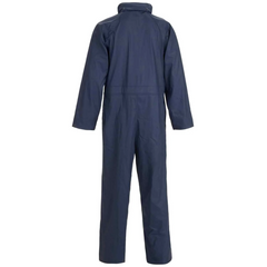 Mens Navy Blue PU Coverall Adults Workwear Heavy Duty Zip Fastening Overall With Concealed hood