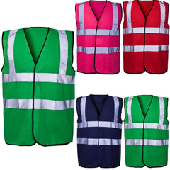 Adults Hi Vis Reflective Colored Vests Mens Heavy Duty Outdoor Work Wear Shirts