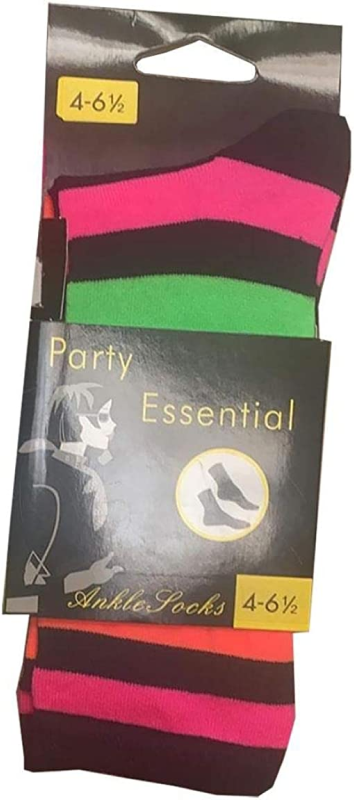 Ladies Womens Travel Use Neon Stripe Neon Ankle Rainbow Sports Wear Ankle Socks