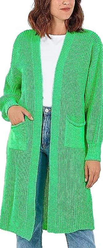 Ladies Chunky Knitted Balloon Sleeve Oversize Cardigan Womens Open Front Baggy Fit Cardigan