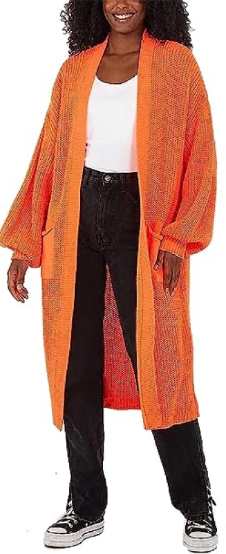 Ladies Chunky Knitted Balloon Sleeve Oversize Cardigan Womens Open Front Baggy Fit Cardigan