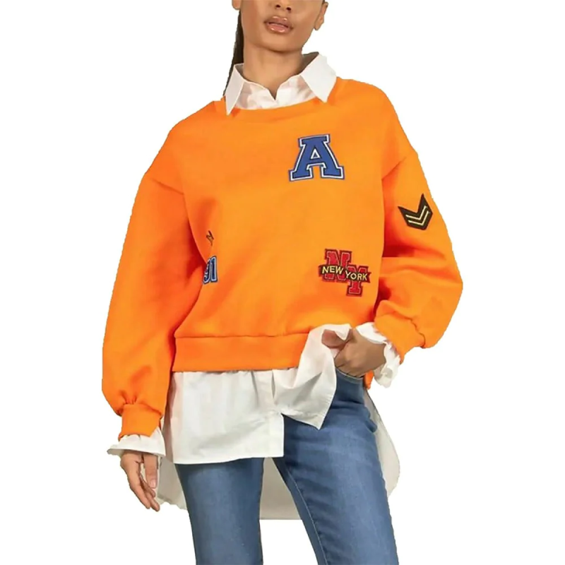 Womens Printed Sweatshirt and oversized shirt Ladies Italian Style 2 in 1 jumper Top