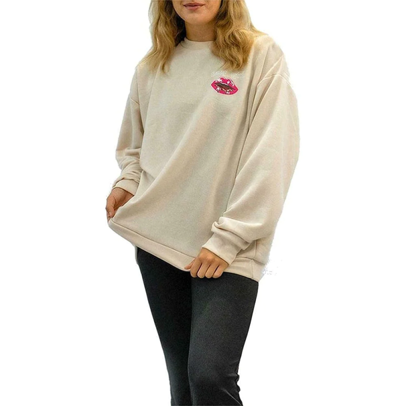 Womens Baby Girl Lips Printed Oversized Sweatshirt Jumper Ladies Pullover Top