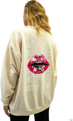 Womens Baby Girl Lips Printed Oversized Sweatshirt Jumper Ladies Pullover Top