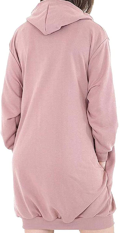 Womens Ladies Baggy Oversized Loose Side Pockets Hooded Jumper Tunic Dress