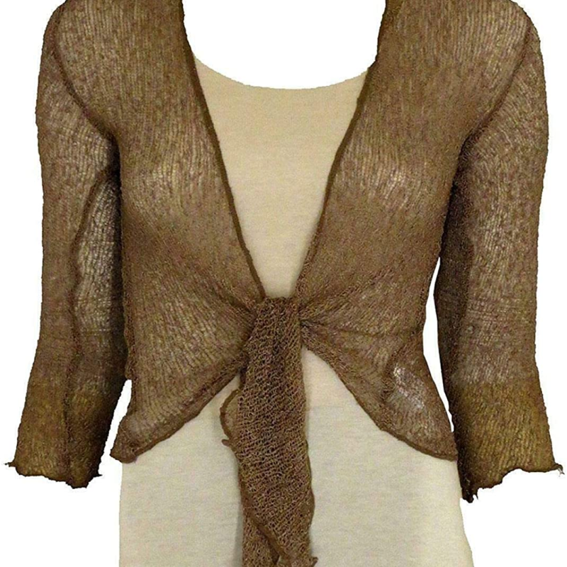 Ladies Plain Knitted Open Front Bolero Cardigan Womens Tie Up Knitted Shrug Top