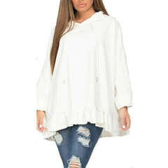 Womens Long Sleeve Baggy T Shirt Jumper Ladies Loose Casual Frill Peplum Hoodie Top