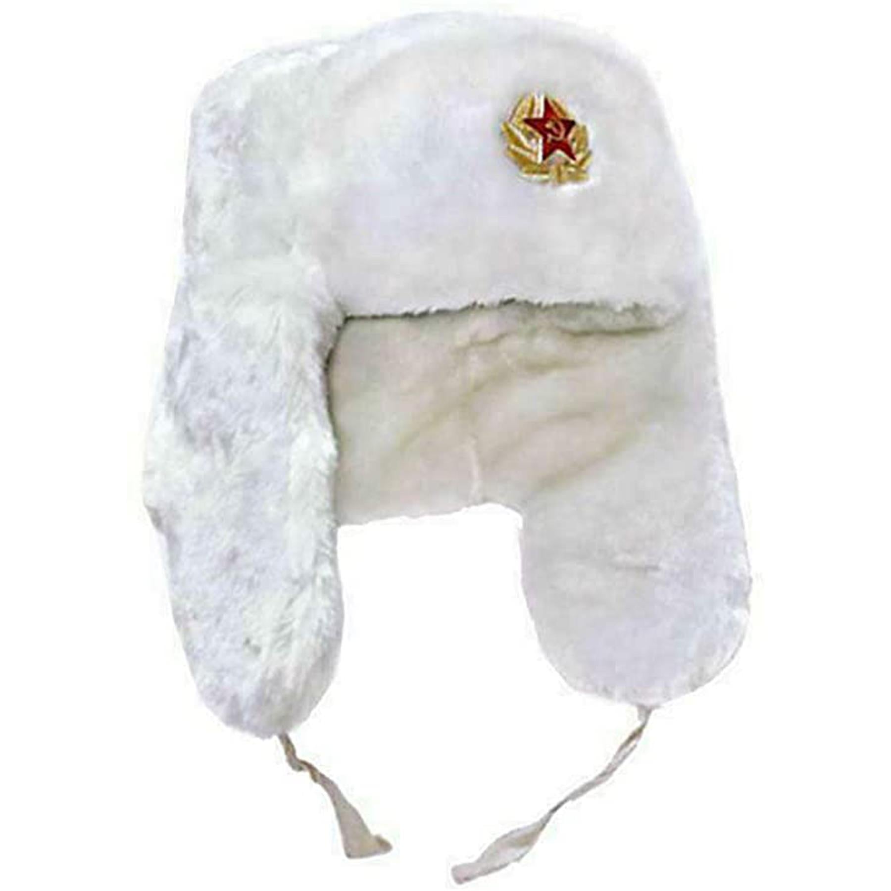 Unisex Russian Trapper Hat Winter Soviet Badge Ushanka Faux Fur Ear Flap Hat