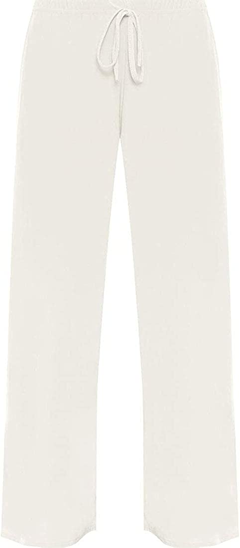 Ladies Plain Tie Up Wide Leg Palazzo Pants Womens Baggy Flared Trouser Plus Size UK 12-28