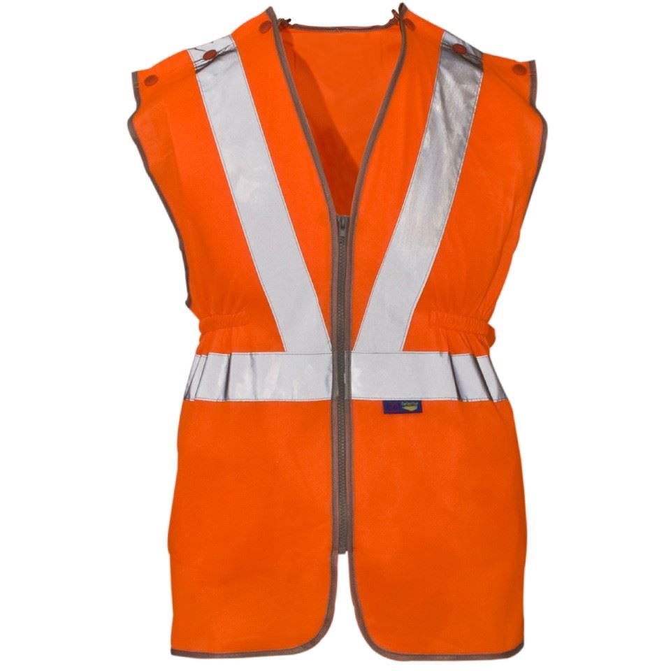 Adults Reflective Hi Vis Long Tracker Vest Mens Heavy Duty Outdoor Work Wear Top Orange