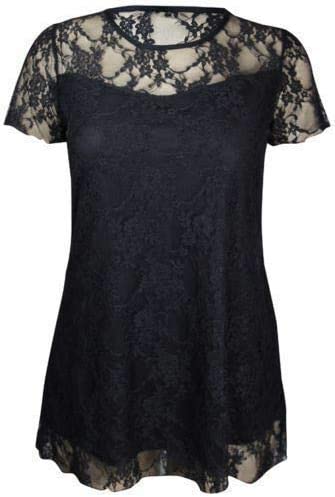 Plus Size Floral Lace Crew Neck Top Womens Novelty Short Sleeve Party Dress