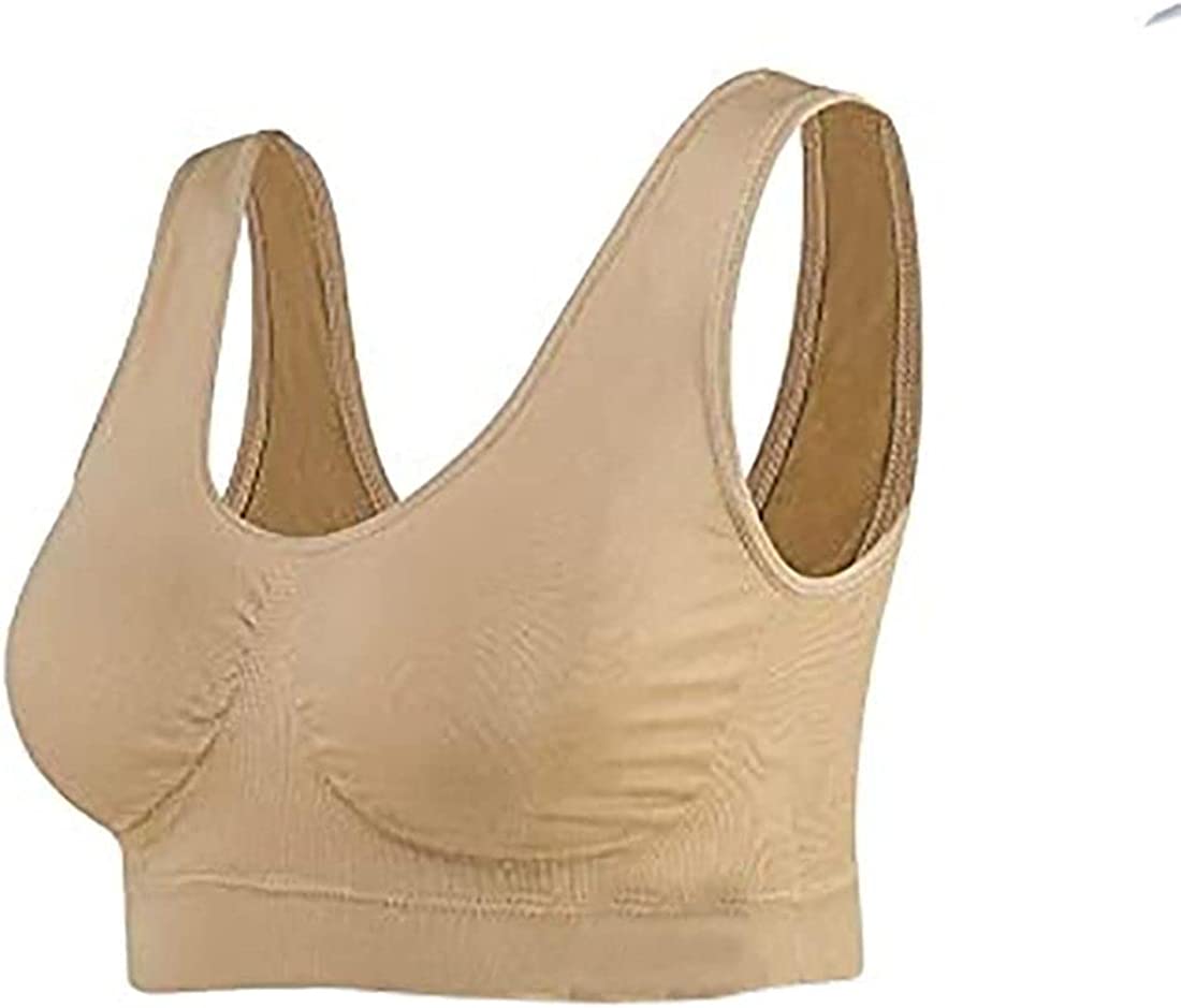 Womens Seamless Sports Comfort Bra Ladies Wire Free Yoga Bra with Removable Pads