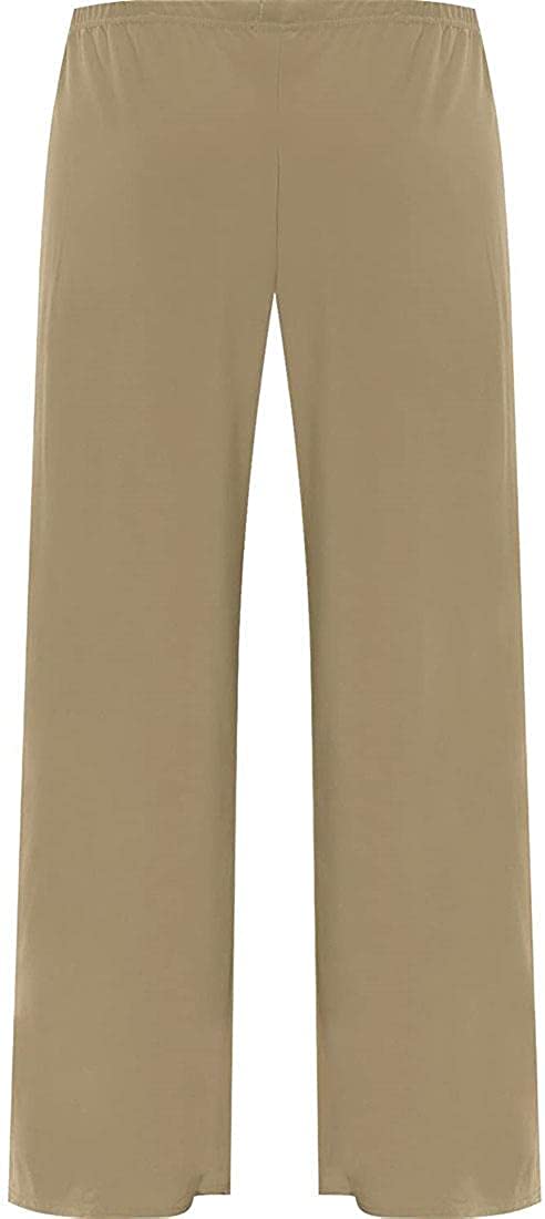 Ladies Plain Tie Up Wide Leg Palazzo Pants Womens Baggy Flared Trouser Plus Size UK 12-28