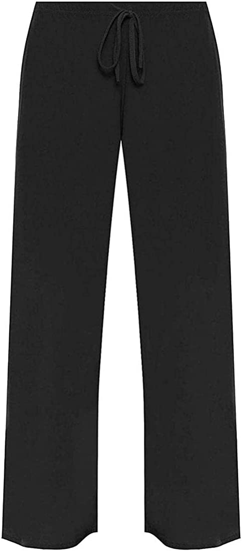 Ladies Plain Tie Up Wide Leg Palazzo Pants Womens Baggy Flared Trouser Plus Size UK 12-28