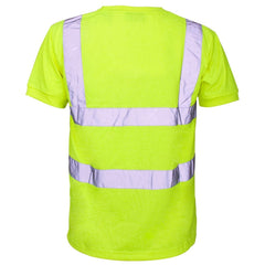 Adults Hi Vis Reflective Short Sleeves T Shirt Mens Plain Breathable Outdoor Top Yellow