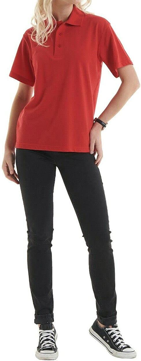 Womens Short Sleeve 3 Button Knitted Collared Poloshirts Ladies Plain Sports Office Wear Tees Tops