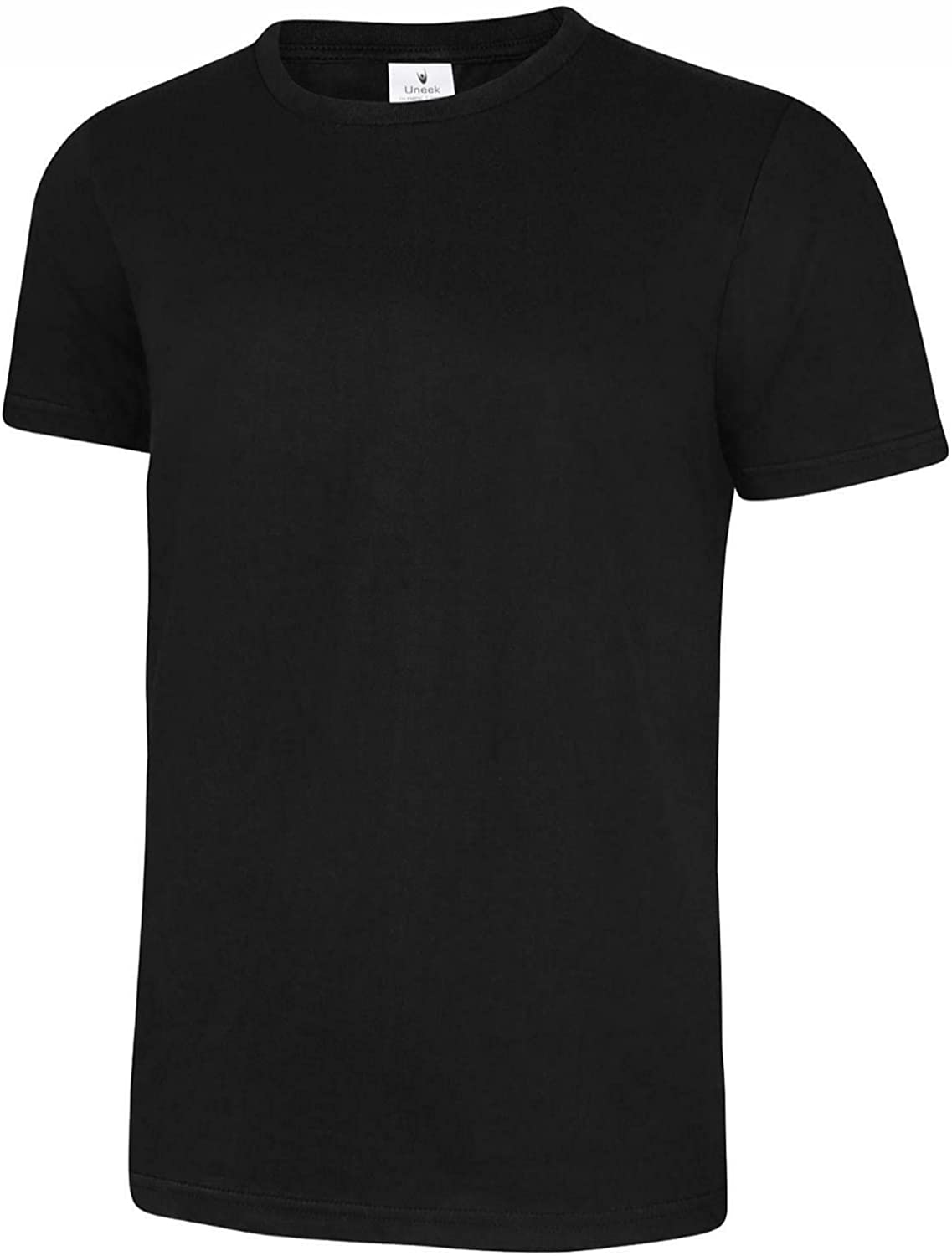 Mens Short Sleeves Slim Fit Twin Stitching Cotton T Shirts Adults Crew Neck Plain Cool Summer Tops