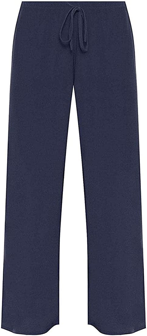 Ladies Plain Tie Up Wide Leg Palazzo Pants Womens Baggy Flared Trouser Plus Size UK 12-28