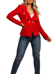 Ladies Double Breasted Style Blazer Womens Jacket with Gold Button Detail Coat