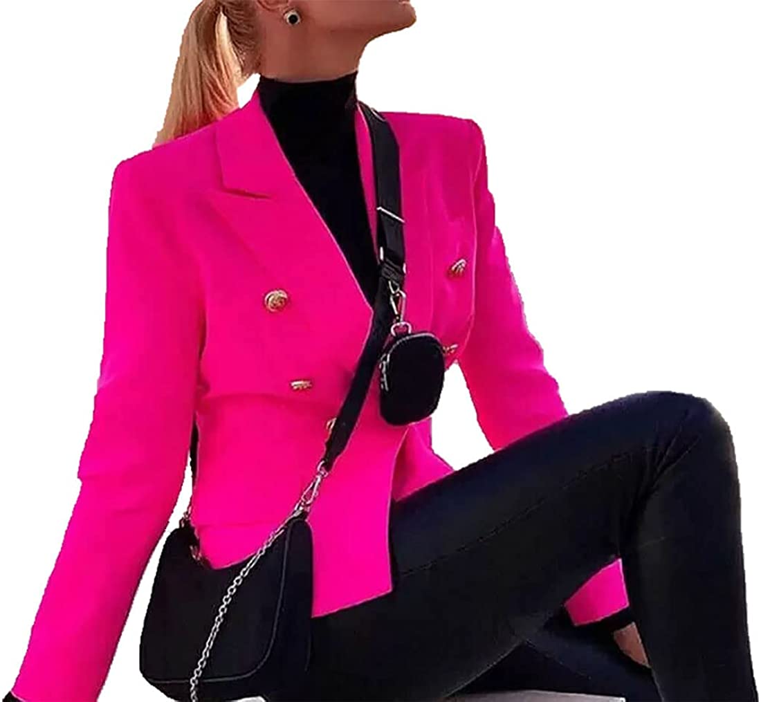 Ladies Double Breasted Style Blazer Womens Jacket with Gold Button Detail Coat