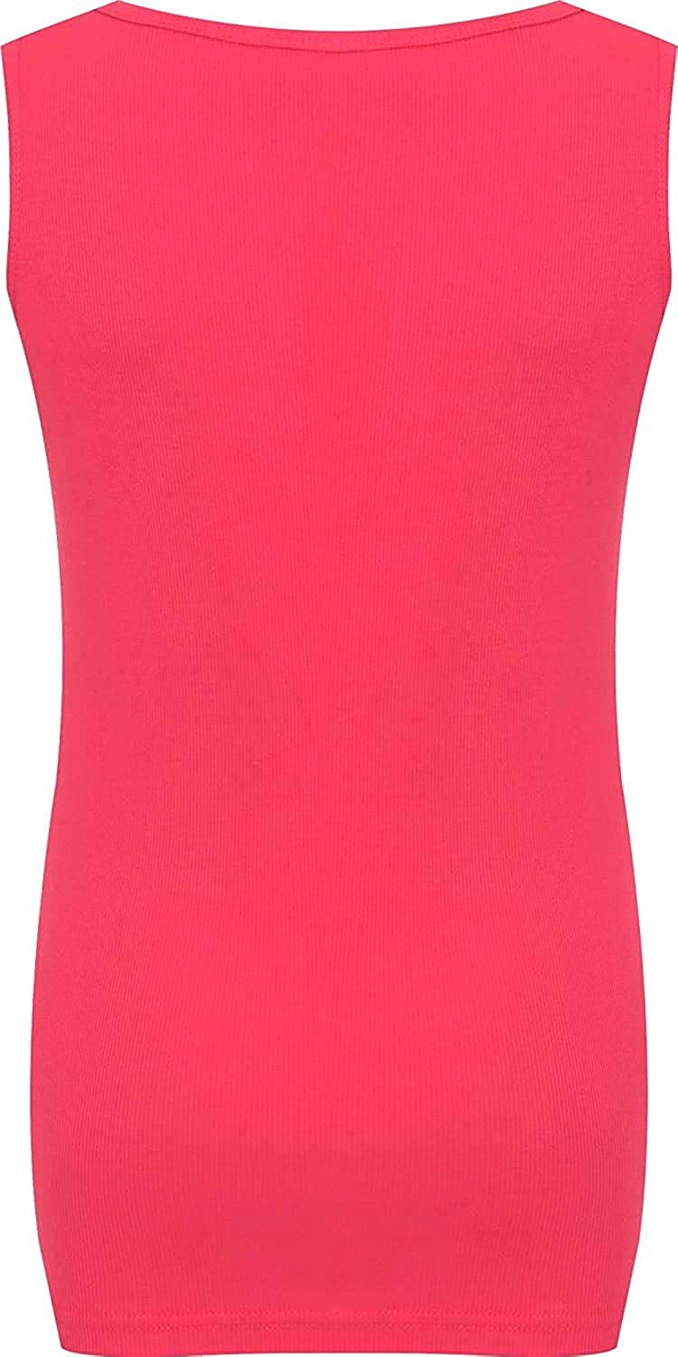 Womens Ribbed Vest Top Ladies Sleeveless Scoop Neck Top Plus Sizes 14-28