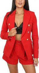 Ladies Double Breasted Style Blazer Womens Jacket with Gold Button Detail Coat