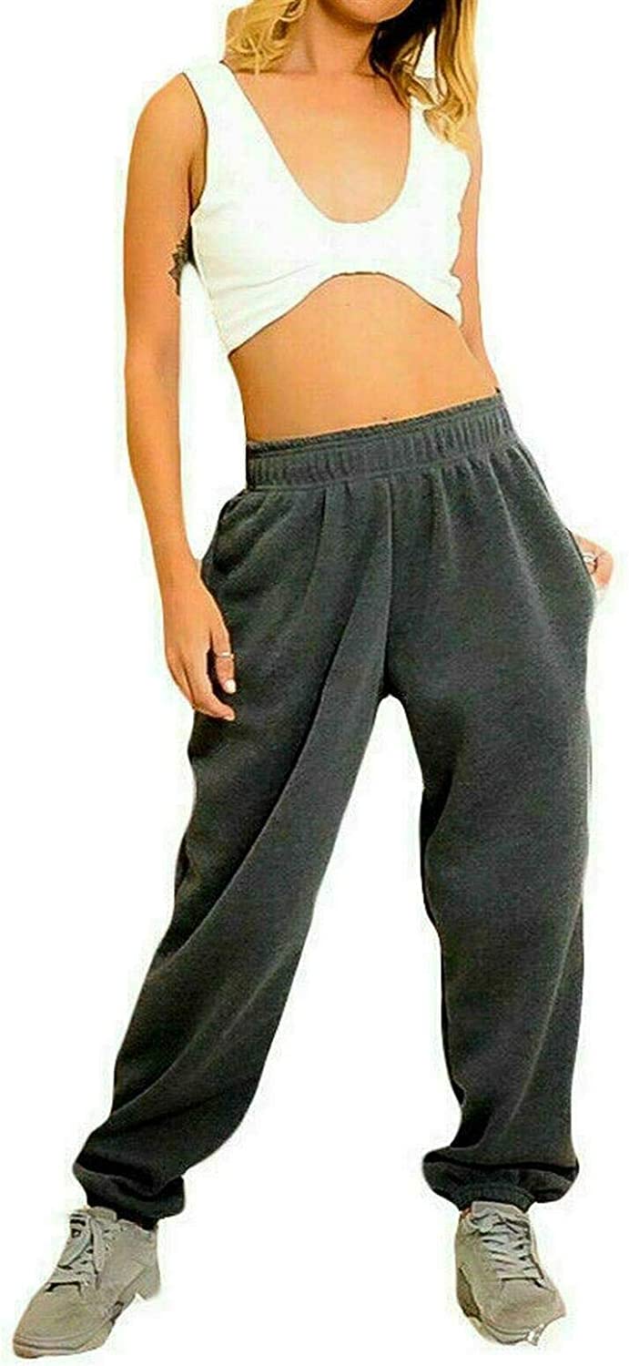 Womens Ladies Fleece Jogging Cuffed Joggers Bottoms Casual Gym Lounge Wear Pants