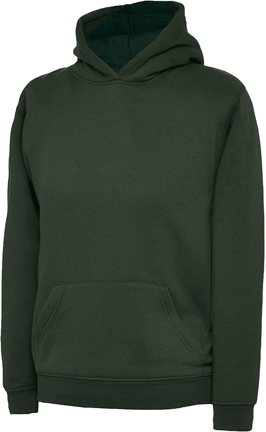 Girls Long Sleeve Plain Pullover Hooded Sweatshirt Boys Front Pocket Hoodie Top