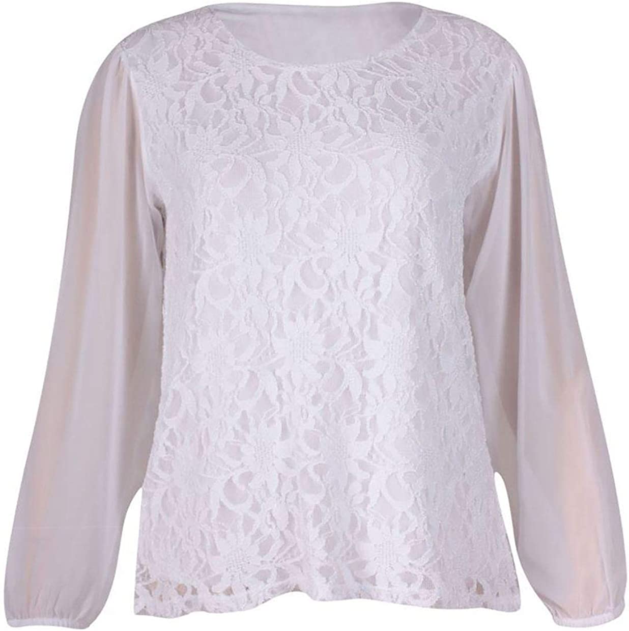 Womens Lace Pattern Fancy Chiffon Top Ladies Night Party Floral Lined Sheer Top UK 14-28