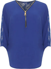 Womens Batwing Sleeve Floral Lace Back Chiffon Shirt Ladies Plus Size Fancy Top UK 14-28