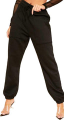 Womens Fleece Front Pockets Jogging Cuffed Joggers Bottoms Loungewear Pants