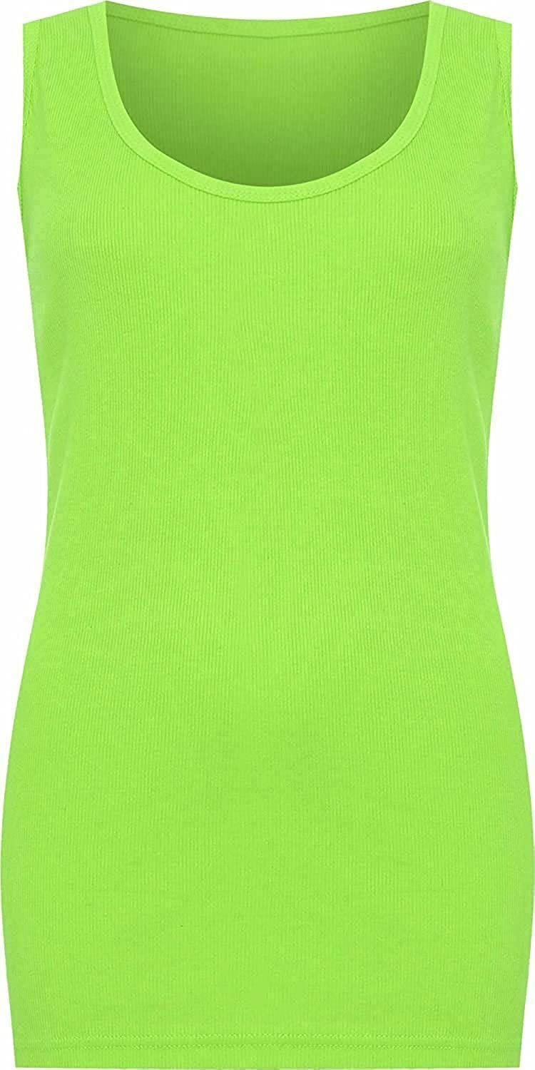 Womens Ribbed Vest Top Ladies Sleeveless Scoop Neck Top Plus Sizes 14-28