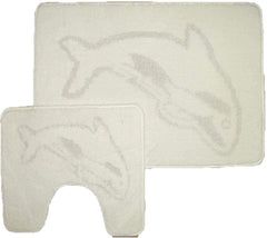 Comfortable Fancy Soft 2 Pieces Washable Non Slip Dolphin Design Pedestal Mat And Bath Mat Set Burgendy One Size