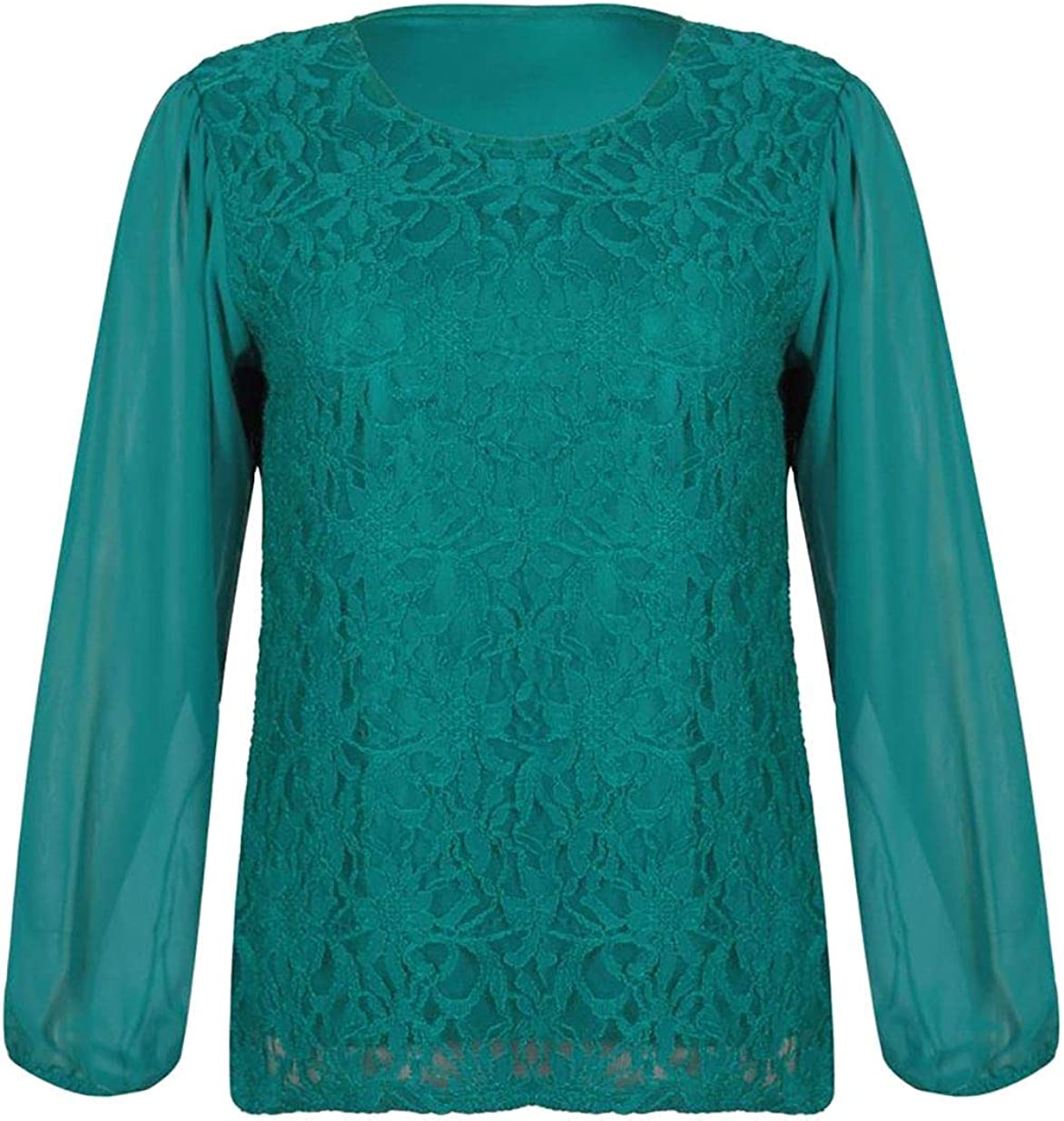 Womens Lace Pattern Fancy Chiffon Top Ladies Night Party Floral Lined Sheer Top UK 14-28