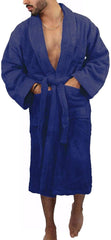 Adults Fancy Novelty Soft Egyptian Cotton Bath Robes 650Gsm Mens Luxurious Dressing Gown Navy Large-X Large UK 16-18