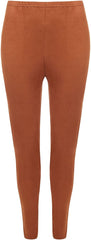 Womens Suede Look Stretchy Legging Ladies Plain Full Length Casual Legging Pants UK 12-26