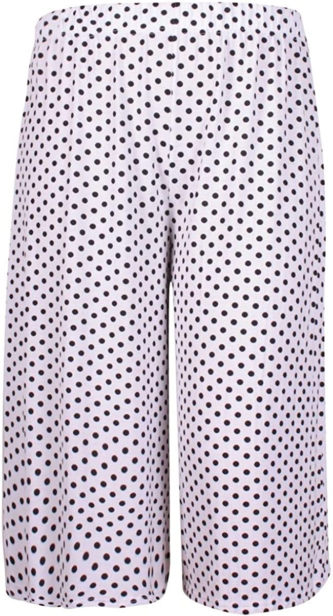 New Womens Spot Paisley Print Ladies Stretch Wide Leg Culottes Shorts Plus Size