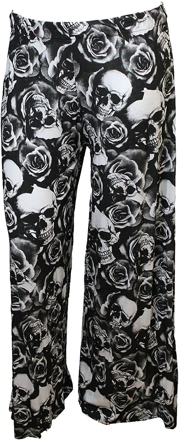 Womens Fancy Party Printed Trouser Ladies Night Wear Wide Leg Flared Palazzo Pants UK 12-26
