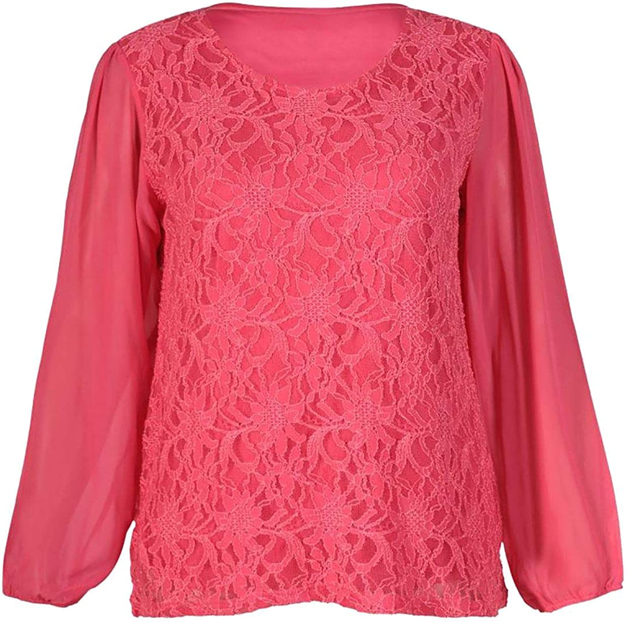 Womens Lace Pattern Fancy Chiffon Top Ladies Night Party Floral Lined Sheer Top UK 14-28