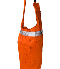 Hi Vis Reflective Polycotton Bib Heavy Duty Full Length Trouser Orange
