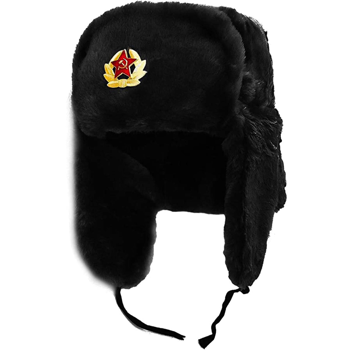 Unisex Russian Trapper Hat Winter Soviet Badge Ushanka Faux Fur Ear Flap Hat