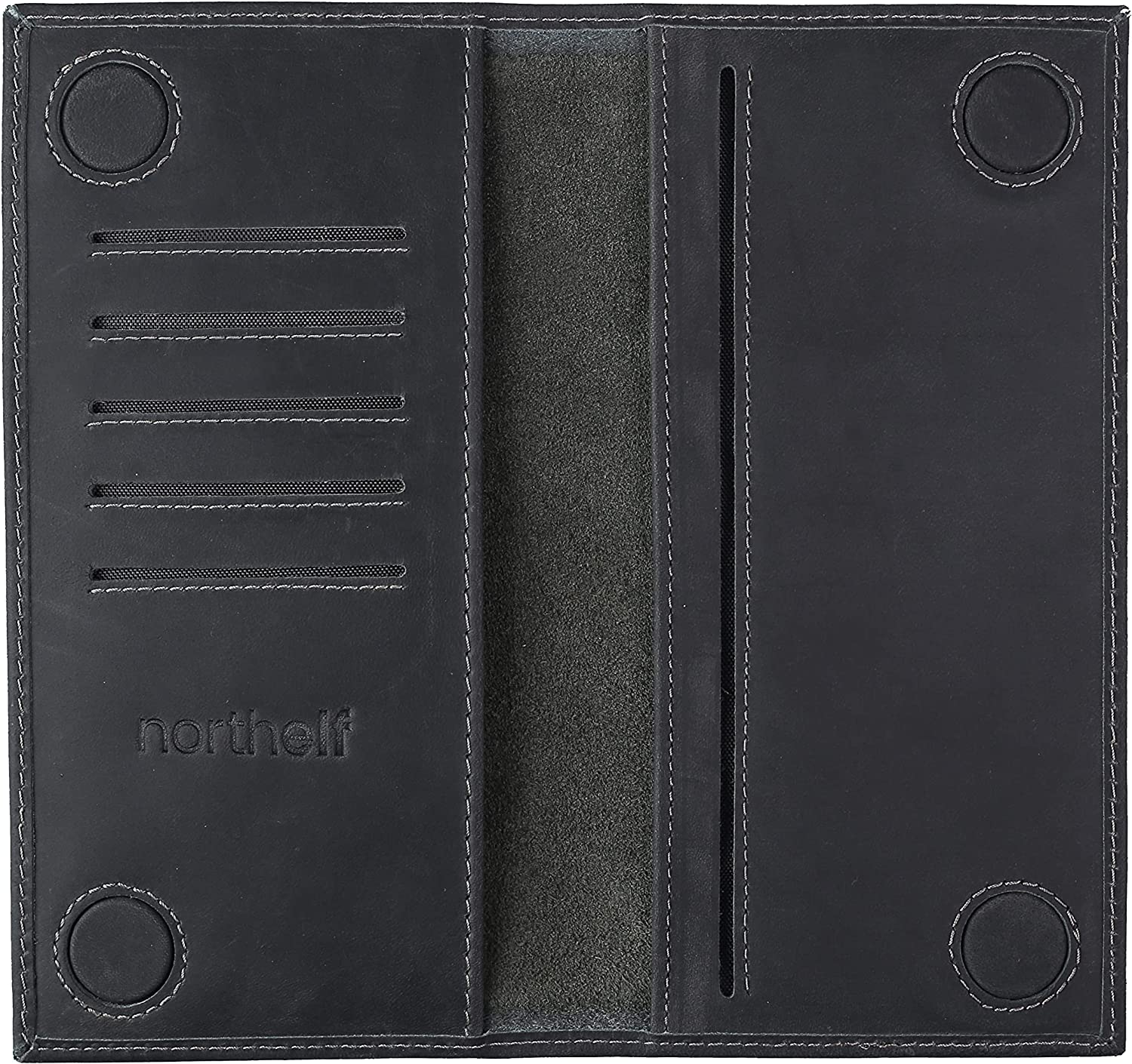 northelf Unisex Multipocket Leather Wallet Lightweight Bifold Wallet Card Holder Genuine Cow Leather Wallet Purse