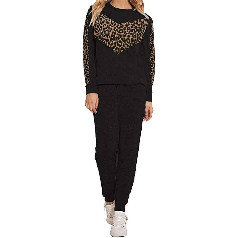 Animal Floral V Panel Tracksuit Black Brown Leopard