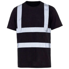 Adults Hi Vis Reflective Short Sleeves T Shirt Mens Plain Breathable Outdoor Top Black