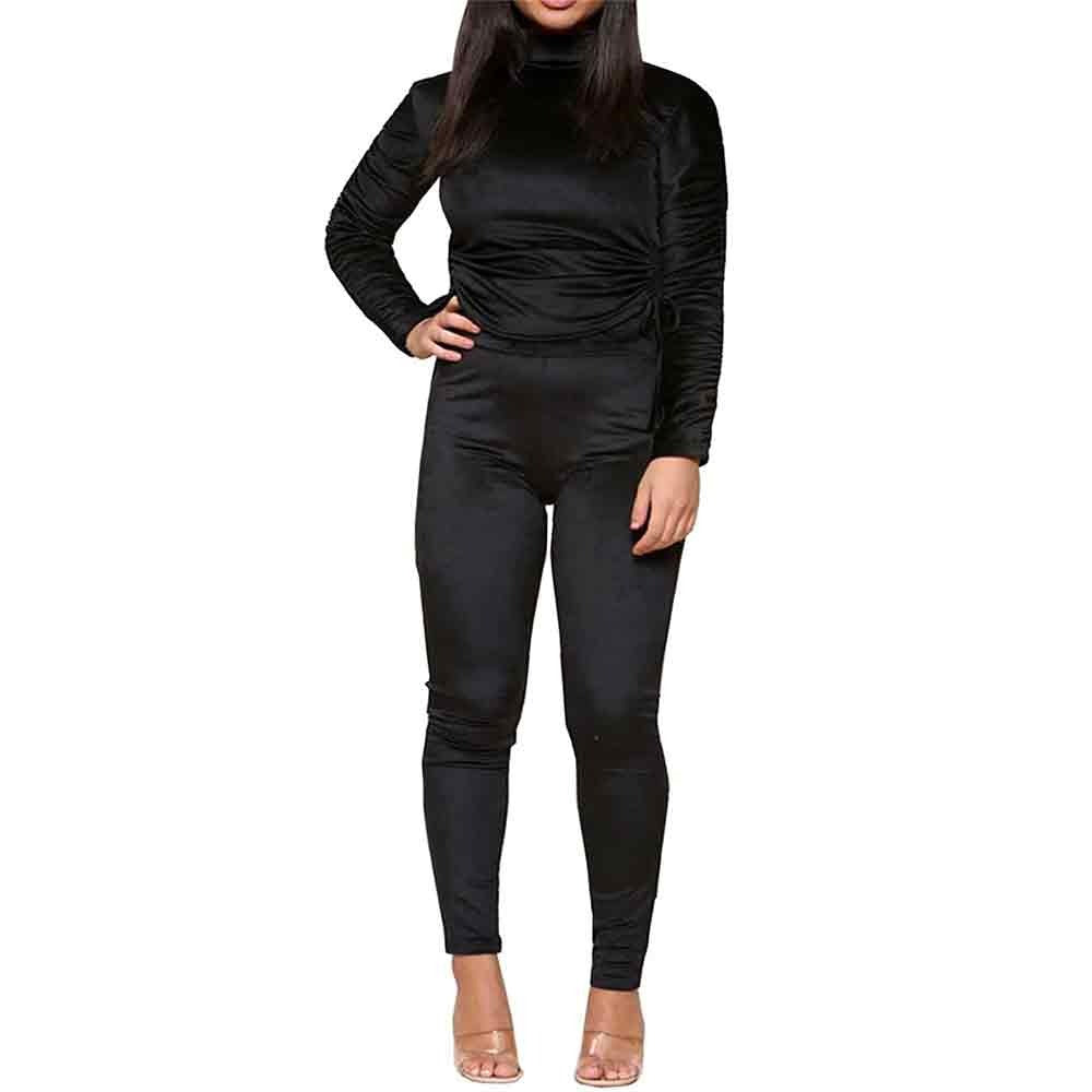 Womens Side Ruched Velour 2 Piece Co Ord Suit Ladies Tops And Bottoms Set Loungewear Tracksuits