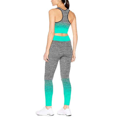 Ladies Sports Wear Racer Back Vest Top and Leggings Gym Wear Tracksuits Neon Blue